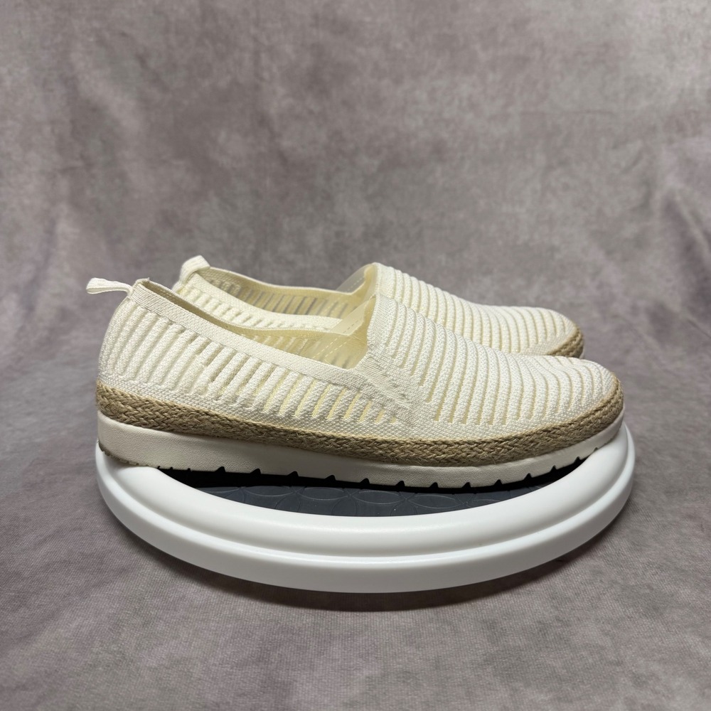 BOBS Skechers Slip On Shoes Women 9.5 Off White Knit Espadrille 113978